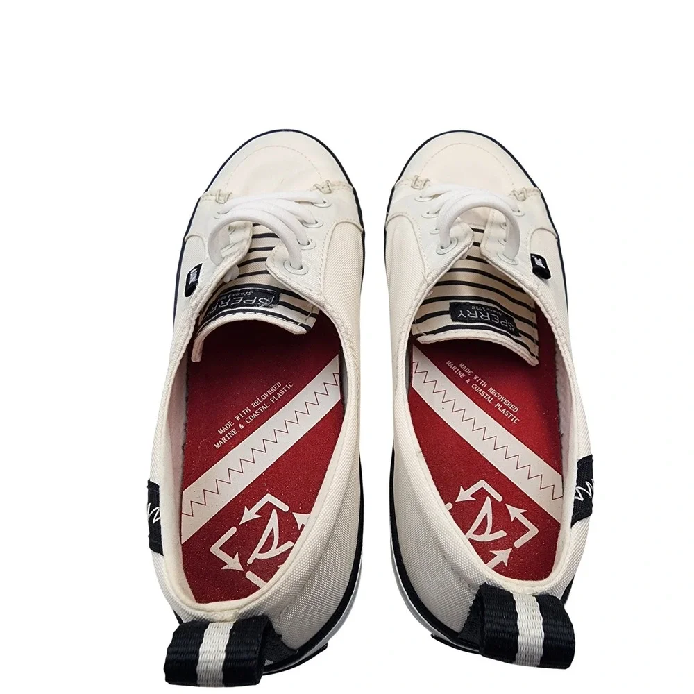 Sperry Crest Vibe Bionic Womens Cream Black Recycled Slip On Sneakers STS84567 7